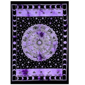 Purple Astrology Mandala Printed Poster Table Cover Wall Hanging