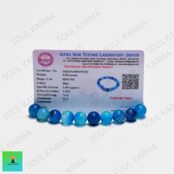 Soul Karma Blue Lace Agate Natural Onyx Lab Certified Bracelet (3)