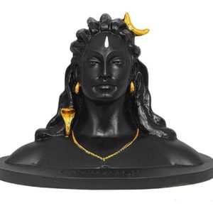 jozod Adiyogi Shiva Statue for Car Dashboard Accessories, Pooja & Gift, Shiv Murti Idol Figurine Showpiece Matte Black with White Tilak, Plastic Fiber_Made in India, black, 1 Piece.-0