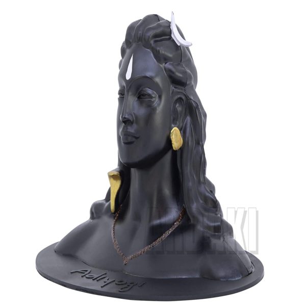 jozod Adiyogi Shiva Statue for Car Dashboard Accessories, Pooja & Gift, Shiv Murti Idol Figurine Showpiece Matte Black with White Tilak, Plastic Fiber_Made in India, black, 1 Piece.-1