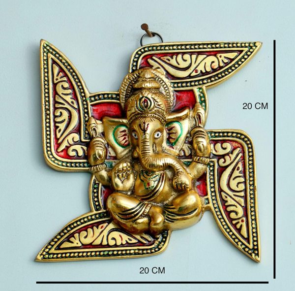 CHHARIYA CRAFTS Metal religion, figures Wall Hanging Ganesha Decorative Showpiece - 20 cm, Large (Gold)-1