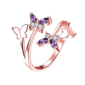 Jewelgenics Exclusive Latest Fashion Collection Stainless Steel and Cubic Zirconia Butterfly Open Ring for Women & Girls-0