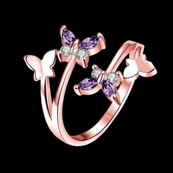 Jewelgenics Exclusive Latest Fashion Collection Stainless Steel and Cubic Zirconia Butterfly Open Ring for Women & Girls-1