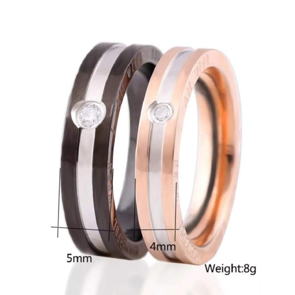 Jewelgenics Titanium Stainless Steel Couple Rings for Valentine Proposal, Gold and Black Silver Plated Variant Ring for Unisex - Set of 2 PCs-6