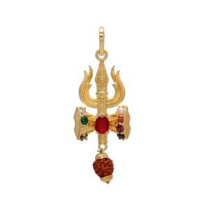 Shree Shyam Gems And Jewellery Golden and Brown Gold Plated Brass Pendant for Men and Women-0