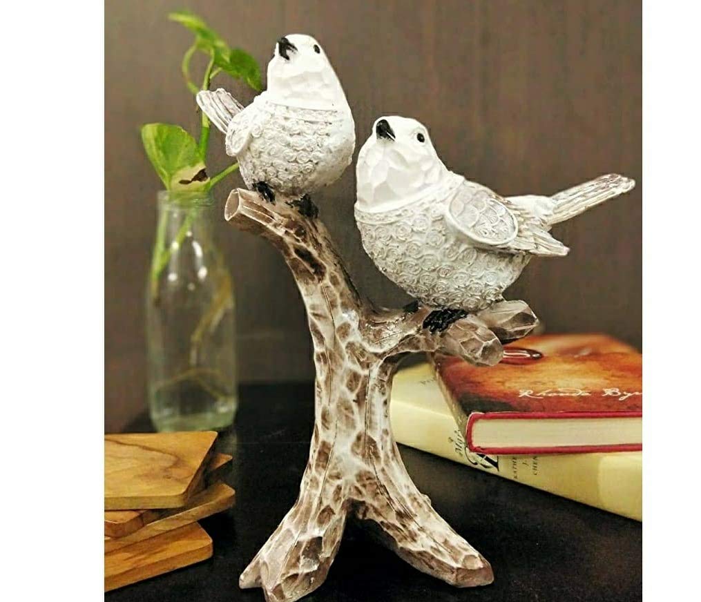 2 Birds Sitting On Tree Branch Figurine Home Decor